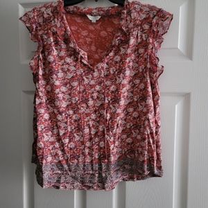 Lucky Brand Red Floral Women's Top